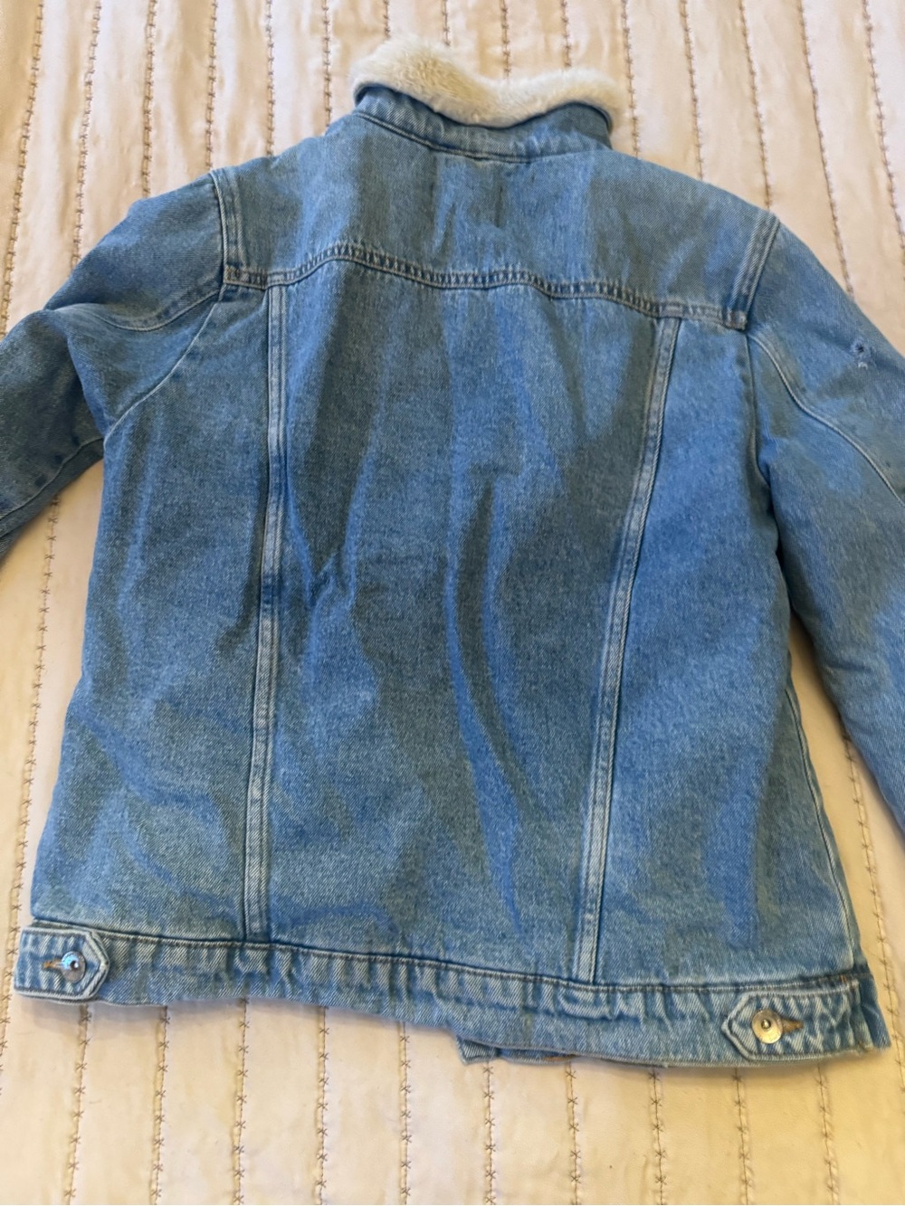 0057 Light Blue Denim Sherpa Jacket - Picture 3 of 4